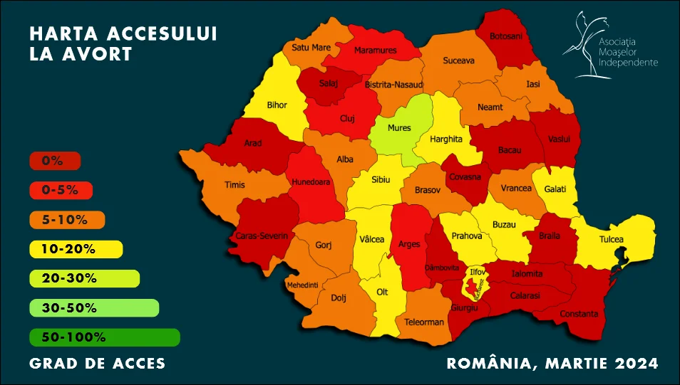 Harta accesului la avort în România
